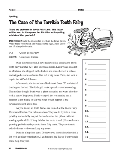 The Case of the Terrible Tooth Fairy | Worksheets ...