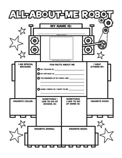 All About Me Robot: Fill-in Poster | Worksheets ...