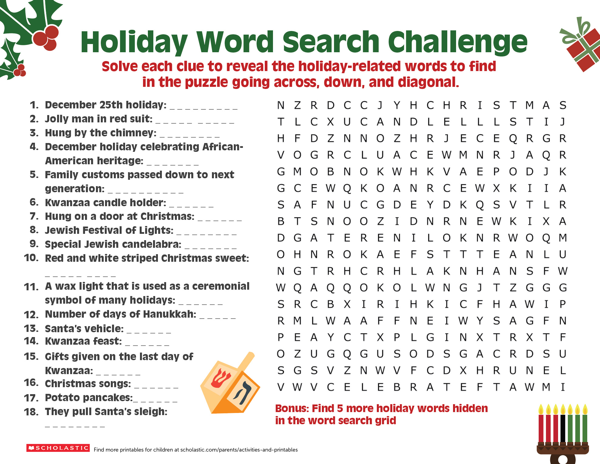 A Happy Holiday Word Search Worksheets Printables Scholastic 