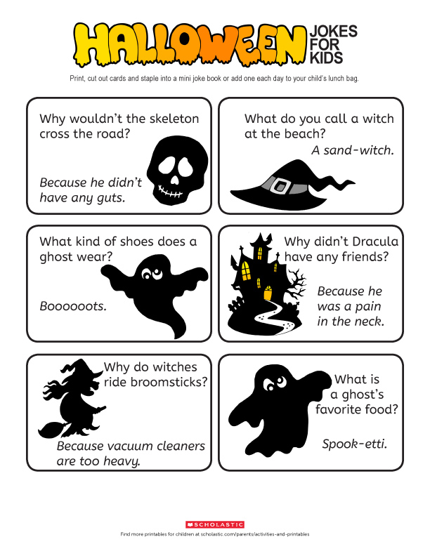 Halloween Kid Jokes Printable