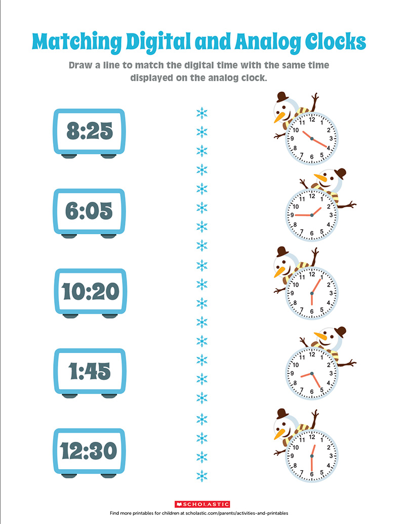 practice telling analog and digital time with this printable scholastic parents