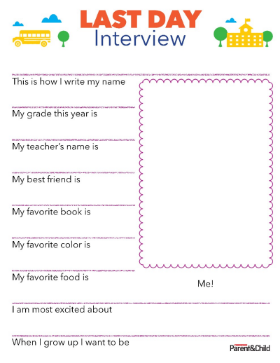 Last Day of School Interview Printable | Scholastic | Parents