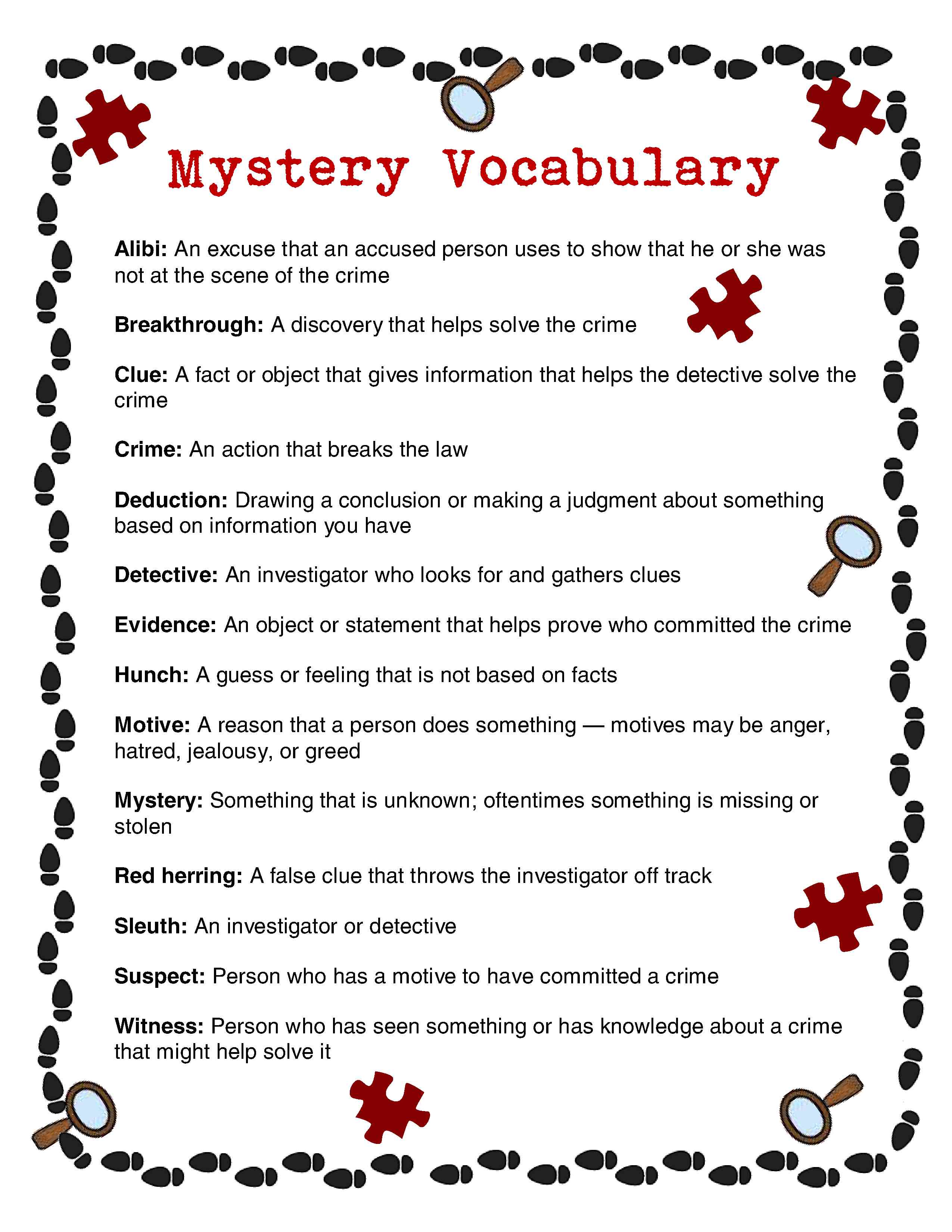 Free Printable Mysteries To Solve