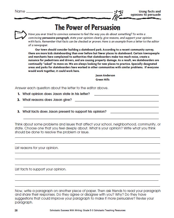 persuasive essay example 6th grade