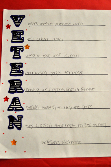 Acrostic veterans day poem